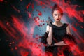 Abstract fashion portrait of young woman with flame Royalty Free Stock Photo