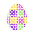 Abstract fashionable colored silhouette isolated eggs on a white background. With a geometric pattern. Simple flat vector