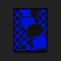 Abstract Fashionable Poster. Swiss Graphic. Blue and Black Distorted Squares