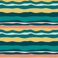 Abstract fat horizontal wavy, curly lines with pastel yellow, emerald green, mint, pink colors. Tender nature palette