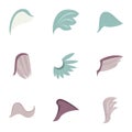 Abstract feather angel or bird wings icons set Royalty Free Stock Photo