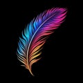 Abstract feather cendrawasih bird, black background, glowing in the dark. generative ai Royalty Free Stock Photo