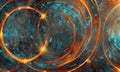abstract featuring concentric circles varying sizes, with gradient blue, orange, and red colors, creating Royalty Free Stock Photo