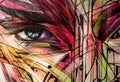 Abstract female eye and face graffiti Royalty Free Stock Photo