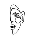 Abstract female portrait by continuous line. Beautiful face of a girl, logo for a beauty salon, makeup salon, spa