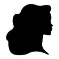 Abstract female profile silhouette. Faceless woman with long hair