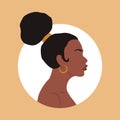 Abstract female shape. Fashion african girl silhouette, retro woman portrait for social media. Vector contemporary illustration