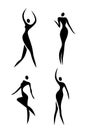 Abstract female silhouettes. Young beautiful woman, minimalism. Abstract girls, contemporary design