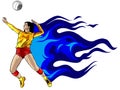 Abstract Female Volleyball Player Fire Power vector