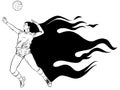 Abstract Female Volleyball Player Fire Power vector Royalty Free Stock Photo