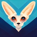 Fennec muzzle. Abstract fennec portrait. Fennec head icon. Digital illustration. AI-generated