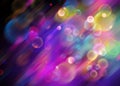 Abstract festive background with neon bokeh lights, glowing lines, vibrant multicolor wallpaper