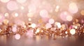 Abstract festive background of pink and gold confetti with a blurred bokeh effect, symbolizing celebration and joy. Royalty Free Stock Photo