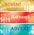 Abstract festive backgrounds with candles - vector colored banners for Advent