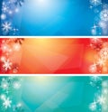 Abstract festive backgrounds with snowflakes - vector colored banners for christmas Royalty Free Stock Photo