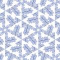 Abstract festive Christmas snowflake pattern on blue background