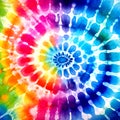 Abstract festive colorful background, Bright round Tie Dye pattern illustration. Royalty Free Stock Photo