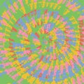 Abstract festive colorful hippie background, round bright rainbow Tie Dye pattern. Groovy vector illustration. Crazy Royalty Free Stock Photo