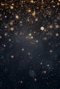 Abstract festive dark background with gold glitter and bokeh. New year, birthday, holidays celebration. AI generated