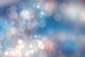 Abstract festive gradient dark blue gray silver bokeh background texture with white bokeh lights. Beautiful backdrop with space Royalty Free Stock Photo