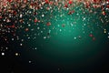 Abstract festive green background with multicolor sparkle confetti circles Royalty Free Stock Photo