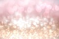 Abstract festive light brown gradient pink silver bokeh background texture with colorful circles and bokeh lights. Beautiful Royalty Free Stock Photo