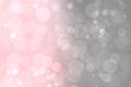 Abstract festive light pink gradient gray silver bokeh background texture with colorful circles and bokeh lights. Beautiful Royalty Free Stock Photo