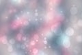 Abstract festive light pink gradient gray silver pastel bokeh background texture with colorful circles and bokeh lights. Beautiful Royalty Free Stock Photo