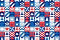 Abstract festive Seamless pattern Christmas New Year symbols in a Scandinavian style