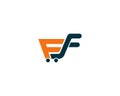 Abstract FF Letter Shopping basket Shape Creative Logo Design.