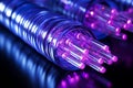 Abstract fiber optic cable wire light with bokeh communication and technology background Royalty Free Stock Photo