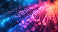 Abstract fiber optic technology glowing background with bokeh