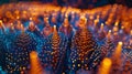 Abstract Fiber Optics: Data Visualization, Neural Network Concept, AI, Technology Background