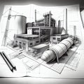 fictional architectural drawings and sketches made with Generative AI. Architecture dreams and ambitions concept.