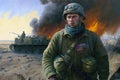 abstract fictional oil painting, Russian-Ukrainian war, Generative AI