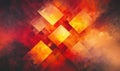Abstract fiery composition with glowing squares and vibrant colors, showcasing dynamic interplay of light and shadow