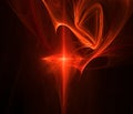 Shining star with red light in deep space, fiery substance and waves of powerful energy. Royalty Free Stock Photo