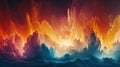 Abstract fiery and icy landscape digital art Royalty Free Stock Photo
