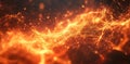 Abstract fiery orange glowing network plexus backgroundDigital art