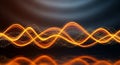 Abstract Fiery Orange Light Trails and Particles Forming Waves energy motion Royalty Free Stock Photo