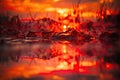 abstract fiery sunset, with warm tones and blurred details