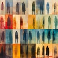 Colorful Abstract Figuration Panels: Captivating Simplicity In Monochromatic Palettes Royalty Free Stock Photo