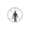 Abstract Figure Holds Lock Within Chain Circle Network Security Concept Royalty Free Stock Photo
