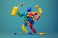 Abstract Figure Juggling Recyclables - AI Generated