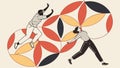 Abstract Figures Dancing: Movement, Art & Geometric Expression, vector design Generative AI Royalty Free Stock Photo