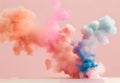 abstract figures of smoke and steam of colors on a white and pale pink background Royalty Free Stock Photo