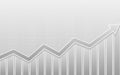 Abstract financial bar chart with uptrend line arrow graph on gray color background Royalty Free Stock Photo