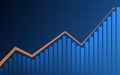 Abstract financial chart with arrow and bar chart in stock market on blue color background