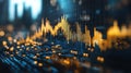 Abstract financial chart with city backdrop, showing market trends and data visualization Royalty Free Stock Photo