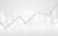 Abstract financial chart with line graph and numbers in stock market on gradient white color background